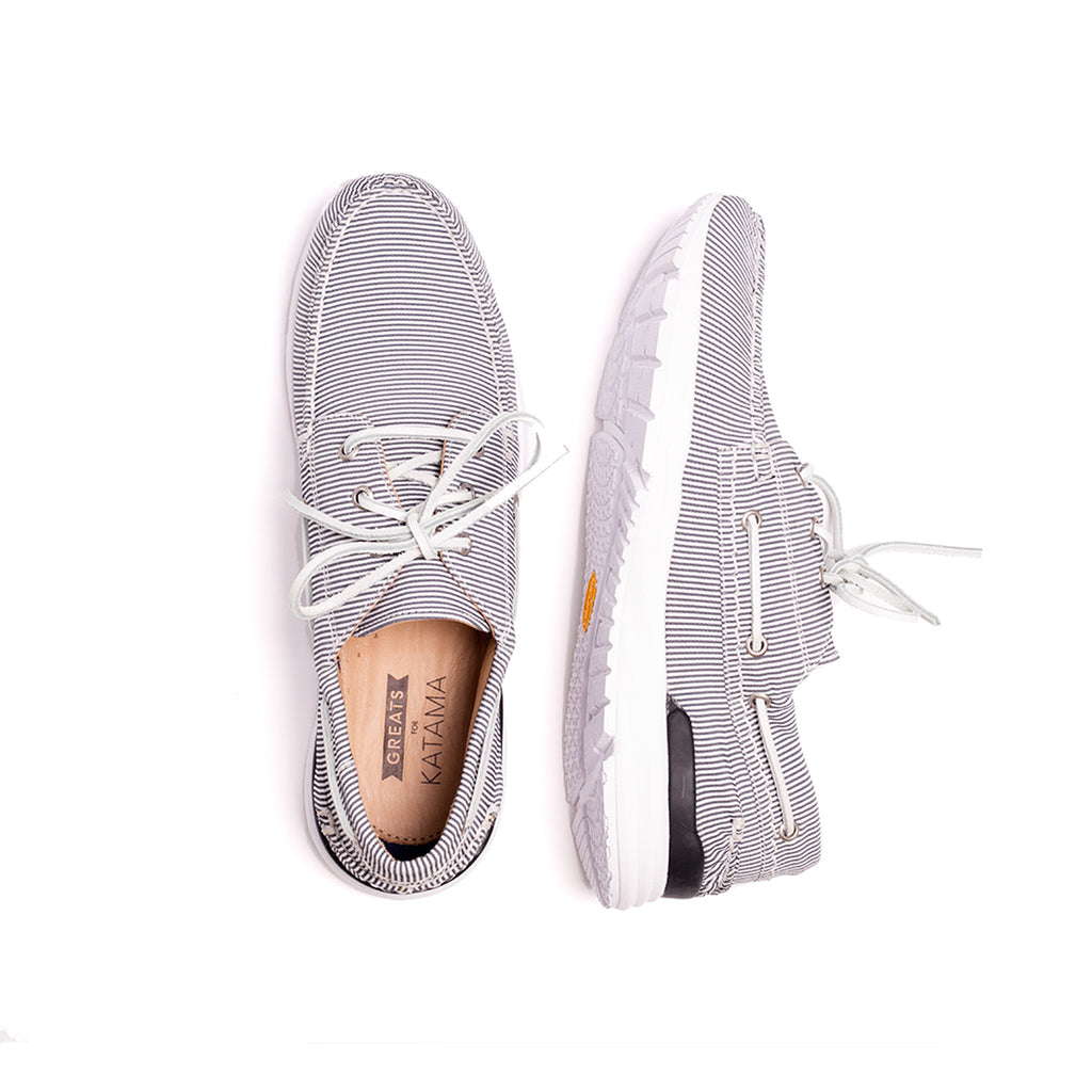 GREATS FOR KATAMA WINWARD BOAT SHOE- NAVY/WHITE STRIPE